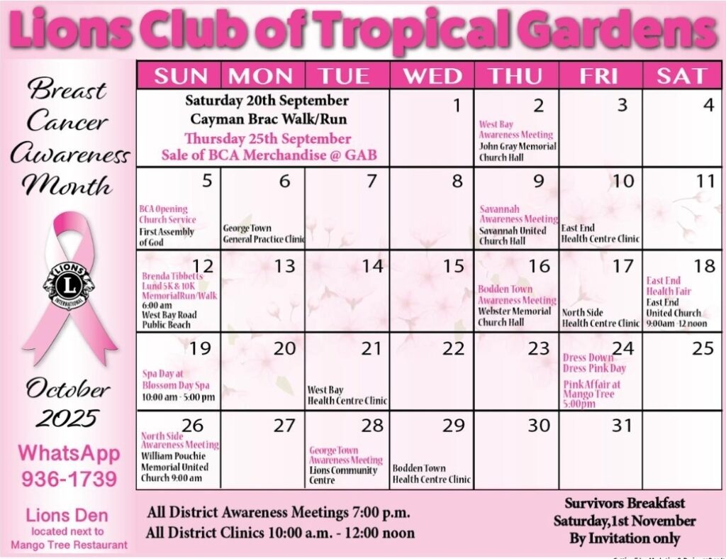 Breast Cancer Awareness Month Calendar 2025